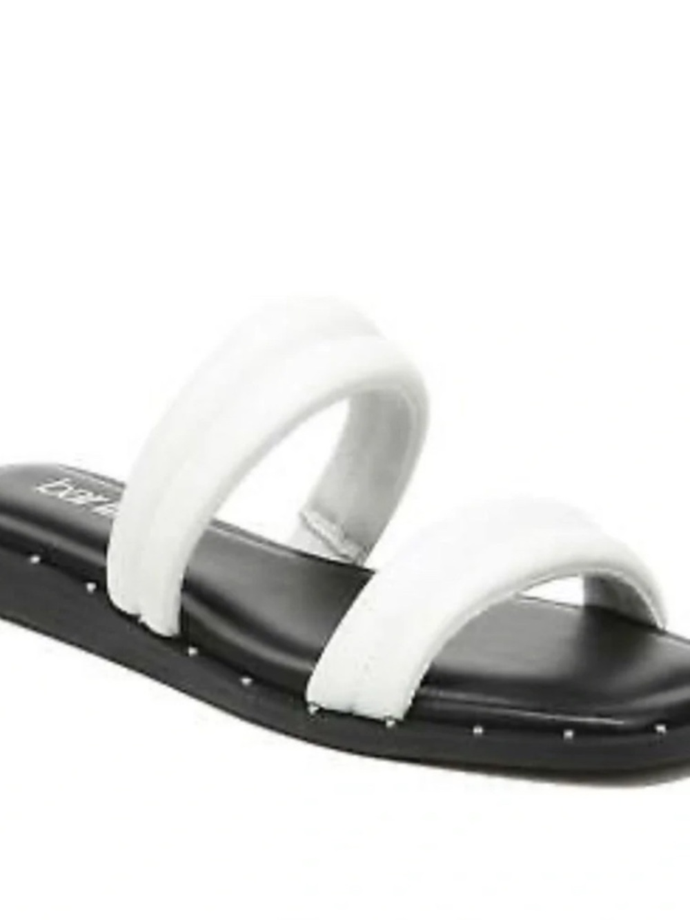 Bar III White Double-Strap Slide Sandal with Black Sole